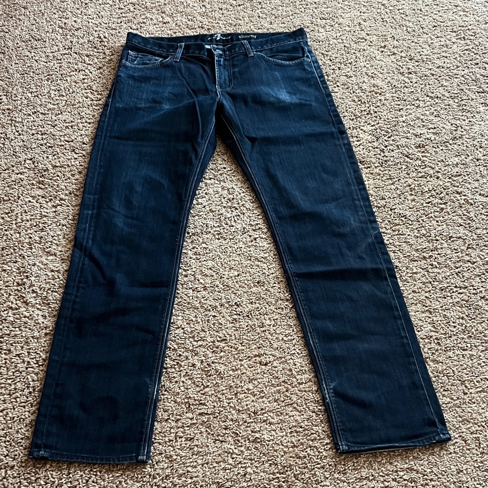 7 For All Mankind Dark Blue Straight Jeans